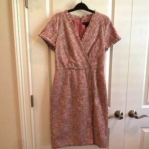 Banana Republic Pink Fringed Tweed Dress 8